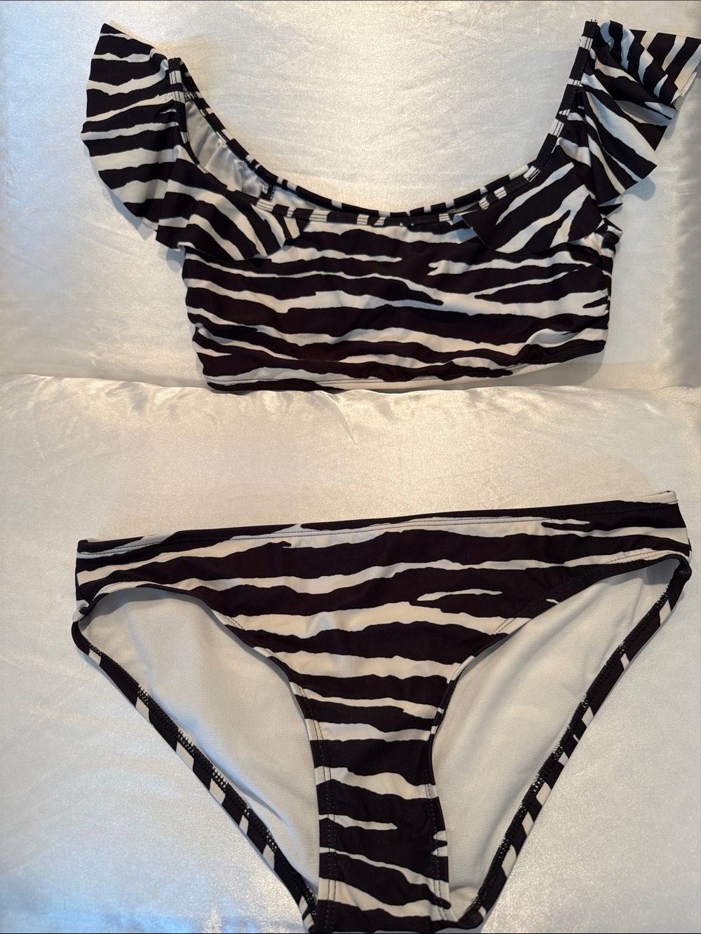 Vince Camuto Black & White Zebra-Print Bikini Set